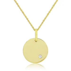 Jack Murphy Jewellers Jmj Diamond Set Jewellery | Jmj Gold Jewellery | 9ct Yellow Gold Diamond Engraving Disc Pendant Necklace