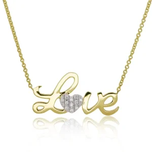 Jack Murphy Jewellers Jmj Diamond Set Jewellery | Jmj Gold Jewellery | 9ct Yellow Gold Diamond Set Love Necklace, 0.03ct