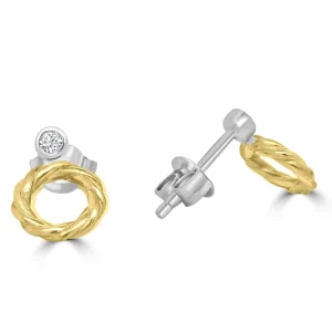 Jack Murphy Jewellers Jmj Gold Jewellery | 9ct Yellow Gold Diamond Twisted Rope Circle Stud Earring