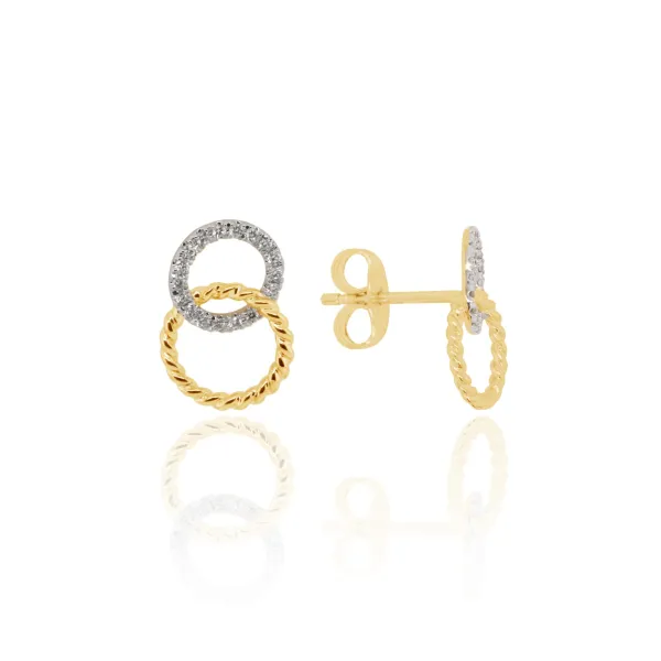 ct_yellow_gold_double_cir_0.webp Jack Murphy Jewellers Jmj Diamond Set Jewellery | Jmj Gold Jewellery | 9ct Yellow Gold Double Circle Rope & Diamond Stud Earrings