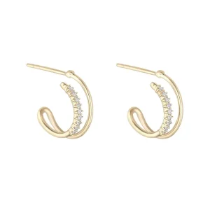 Jack Murphy Jewellers Jmj Gold Jewellery | 9ct Yellow Gold Double Huggie CZ Hoops Studs