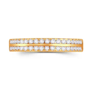 Jack Murphy Jewellers Yellow Gold Wedding & Eternity Rings | 18ct Yellow Gold Double Row Brilliant Round Cut Diamond Ring 0.30ct
