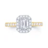 Jack Murphy Jewellers Natural Halo Diamond Rings | 18ct Yellow Gold Emerald & Halo Diamond Ring 0.85ct
