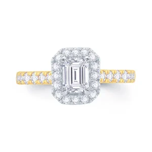 Jack Murphy Jewellers Natural Halo Diamond Rings | 18ct Yellow Gold Emerald & Halo Diamond Ring 0.85ct