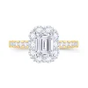 Jack Murphy Jewellers Natural Halo Diamond Rings | 18ct Yellow Gold Emerald, Halo & Shoulder Set Diamond Ring 1.06ct