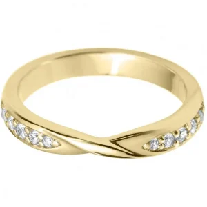 Jack Murphy Jewellers Yellow Gold Wedding & Eternity Rings | 18ct Yellow Gold Inlaid Crossover Diamond Ring 0.10ct