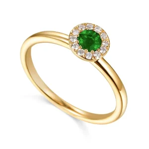Jack Murphy Jewellers Jmj Birthstone Jewellery | All Jmj & Branded Fashion Jewellery | 9ct Yellow Gold May Birthstone Emerald & Diamond Halo Ring