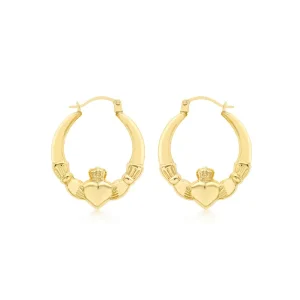 Jack Murphy Jewellers Jmj Gold Jewellery | 9ct Yellow Gold 24mm Claddagh Latch Hoop Earrings