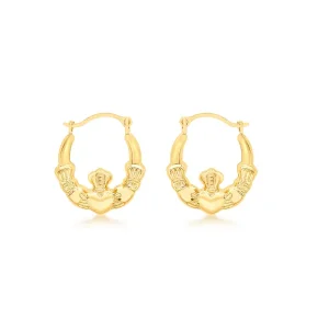 Jack Murphy Jewellers Jmj Gold Jewellery | 9ct Yellow Gold 17mm Claddagh Latch Hoop Earrings