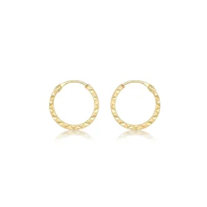 Jack Murphy Jewellers Jmj Gold Jewellery | 9ct Yellow Gold 10mm Diamond Cut Edge Hoop Earrings