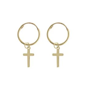 Jack Murphy Jewellers Jmj Gold Jewellery | 9ct Yellow Gold 13mm Hoop Earrings With Cross Charm