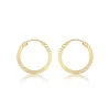 Jack Murphy Jewellers Jmj Gold Jewellery | 9ct Yellow Gold 13mm Inlaid Diamond Cut Sleeper Hoops