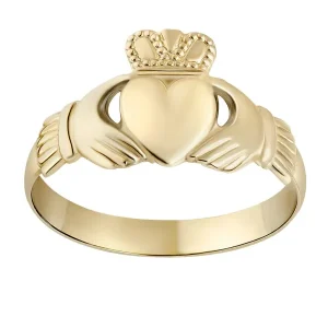 Jack Murphy Jewellers Jmj Gold Jewellery | 10ct Yellow Gold 10mm Ladies Claddagh Ring - Size O 1/2