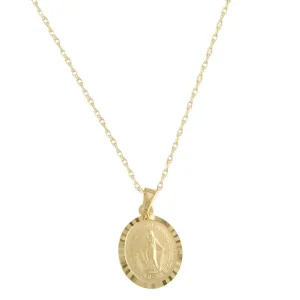 Jack Murphy Jewellers Childrens Jewellery | Jmj Gold Jewellery | 9ct Yellow Gold 12mm Miraculous Mary Diamond Cut Necklace