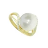 Jack Murphy Jewellers Jmj Diamond Set Jewellery | Jmj Gold Jewellery | 9ct Yellow Gold 10mm Pearl & Diamond Set Crossover Ring, 0.08ct