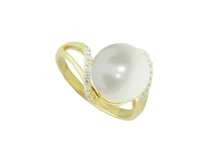 Jack Murphy Jewellers Jmj Diamond Set Jewellery | Jmj Gold Jewellery | 9ct Yellow Gold 10mm Pearl & Diamond Set Crossover Ring, 0.08ct