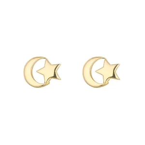 Jack Murphy Jewellers Childrens Jewellery | All Jmj & Branded Fashion Jewellery | 9ct Yellow Gold Moon & Star Stud Earrings