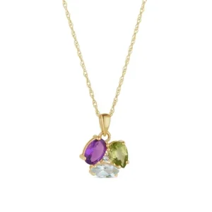 Jack Murphy Jewellers Jmj Gemstone Jewellery | 9ct Yellow Gold Multi Coloured Green Blue Purple CZ Stone Necklace