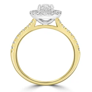Jack Murphy Jewellers Natural Halo Diamond Rings | 18ct Yellow Gold Oval & Halo & Shoulder Set Diamond Ring 1.16ct