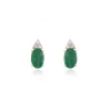 Jack Murphy Jewellers Jmj Gemstone Jewellery | Jmj Diamond Set Jewellery | 9ct Yellow Gold Oval Emerald & Round Brilliant Diamond Stud Earrings