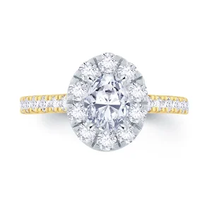 Jack Murphy Jewellers Natural Halo Diamond Rings | 18ct Yellow Gold Oval, Halo & Shoulder Set Diamond Ring, 1.31ct