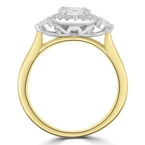 Jack Murphy Jewellers Natural Cluster Diamond Rings | Natural Three-Stone Diamond Rings | 18ct Yellow Gold Oval, Halo & Three-Stone Illusion Diamond Ring, 0.75ct