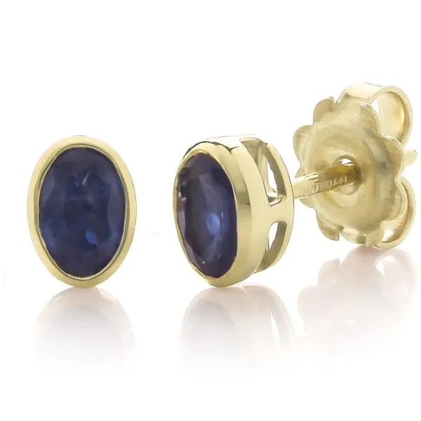 ct_yellow_gold_oval_sapph_0-1.webp Jack Murphy Jewellers Jmj Gemstone Jewellery | Jmj Gold Jewellery | 9ct Yellow Gold Oval Sapphire Rub Over Stud Earrings