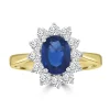 Jack Murphy Jewellers Jmj Gemstone Jewellery | 18ct Yellow Gold Oval Sapphire & Diamond Cluster Halo Ring