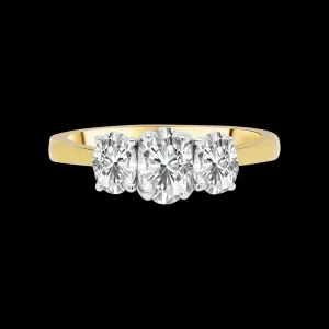 Jack Murphy Jewellers Natural Three-Stone Diamond Rings | 18ct Yellow Gold Oval Three Stone Diamond Ring, 0.90ct