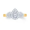 Jack Murphy Jewellers Natural Three-Stone Diamond Rings | 18ct Yellow Gold Pear & Halo Three Stone Diamond Ring, 0.85ct