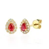 Jack Murphy Jewellers Jmj Gemstone Jewellery | Jmj Diamond Set Jewellery | 9ct Yellow Gold Pear Ruby & Diamond Halo Stud Earrings