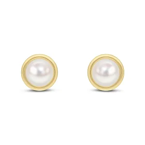 Jack Murphy Jewellers Bridal Jewellery | Jmj Gold Jewellery | 9ct Yellow Gold Rimmed Freshwater Pearl 10mm Stud Earrings