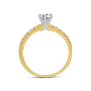 Jack Murphy Jewellers Natural Solitaire Diamond Rings | 18ct Yellow Gold Round Brilliant Solitaire, Six Claw Shoulder Set Diamond Ring, 0.63ct