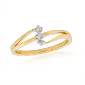 Jack Murphy Jewellers All Jmj & Branded Fashion Jewellery | Jmj Diamond Set Jewellery | 9ct Yellow Gold Split Band Three Diamond Dress Ring 0.08ct