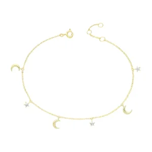 Jack Murphy Jewellers Jmj Gold Jewellery | 9ct Yellow Gold Star & Crescent Moon CZ Bracelet