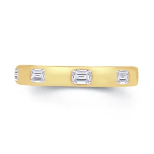 Jack Murphy Jewellers Yellow Gold Wedding Rings | Yellow Gold Wedding & Eternity Rings | Emerald Cut Rub Over Diamond, 18ct Yellow Gold 3mm Band, 0.45ct