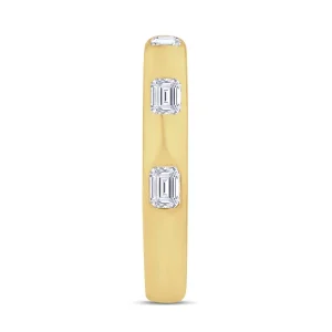 Jack Murphy Jewellers Yellow Gold Wedding Rings | Yellow Gold Wedding & Eternity Rings | Emerald Cut Rub Over Diamond, 18ct Yellow Gold 3mm Band, 0.45ct