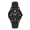 Emporio Armani Mens Emporio Armani Watches | Gents Three-Hand Date Black Leather Strap Watch