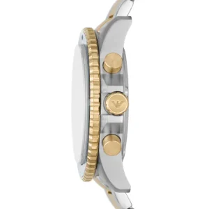 Emporio Armani Mens Emporio Armani Watches | 43mm Diver Chronographic Two Tone Yellow & Steel Watch