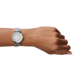 Emporio Armani Ladies Emporio Armani Watches | 32mm Gianni T-Bar Mother of Pearl CZ Link Watch