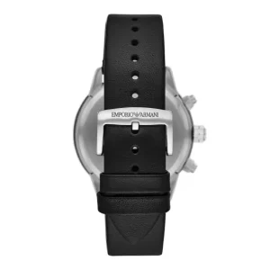 Emporio Armani Mens Emporio Armani Watches | 43mm Mario Chronograph Quartz Black Dial Strap Watch
