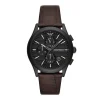 Emporio Armani Mens Emporio Armani Watches | 42mm Paolo Chronographic Black Dial Brown Leather Watch