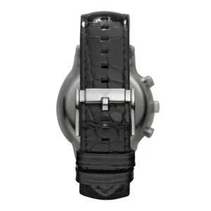 Emporio Armani Mens Emporio Armani Watches | 43mm Renato Chronographic Black Dial Leather Watch