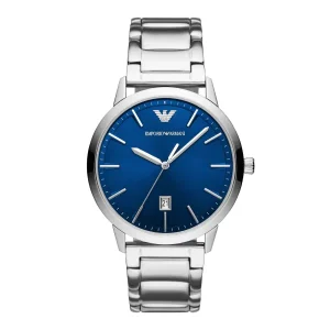 Emporio Armani Mens Emporio Armani Watches | 43mm Ruggero Blue Date Dial Stainless Steel Watch