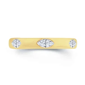 Jack Murphy Jewellers Yellow Gold Wedding Rings | Yellow Gold Wedding & Eternity Rings | Marquise Cut Diamond, 18ct Yellow Gold 3mm Band, 0.30ct