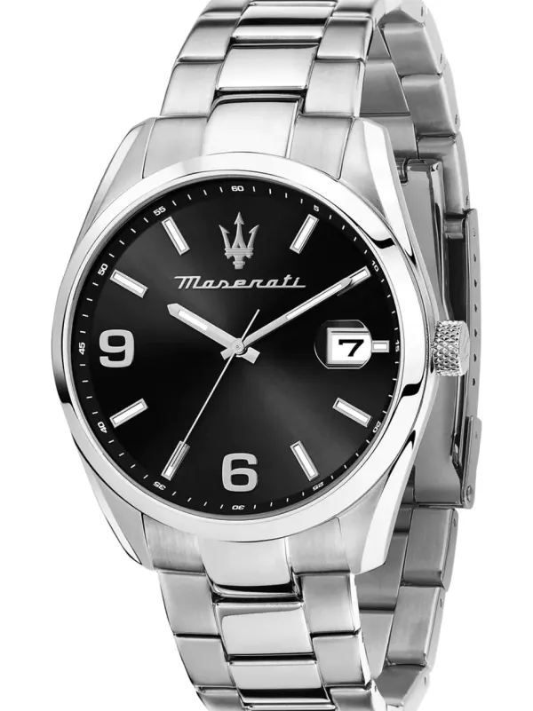 Maserati Mens Maserati Watches | 43mm Attrazione Black Dial Stainless Steel Bracelet Watch