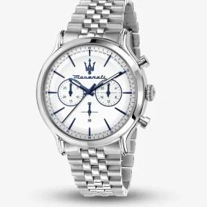 Maserati Mens Maserati Watches | 42mm Epoca White Dial Chronograph Stainless Steel Watch