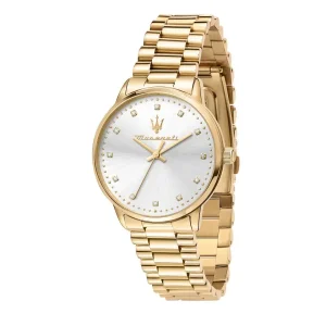 Maserati Ladies Maserati Watches | 36mm Royale Gold Toned & CZ Accented Dial Watch
