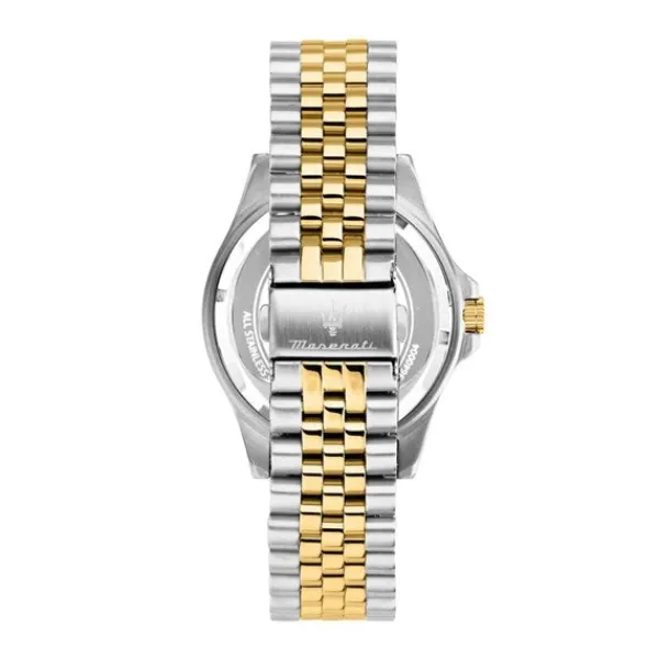 maserati_mm_sfida_black_d_3.webp Maserati Mens Maserati Watches | 44mm Sfida Black Dial Two Tone Stainless Steel Bracelet Watch