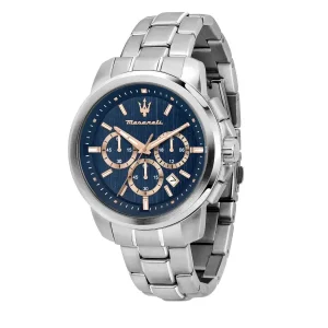 Maserati Mens Maserati Watches | 44mm Successo Chronograph Blue Dial Stainless Steel Watch